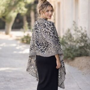 Modern Expressions Black & Taupe Animal Print Wrap Scarf 68" x 27"